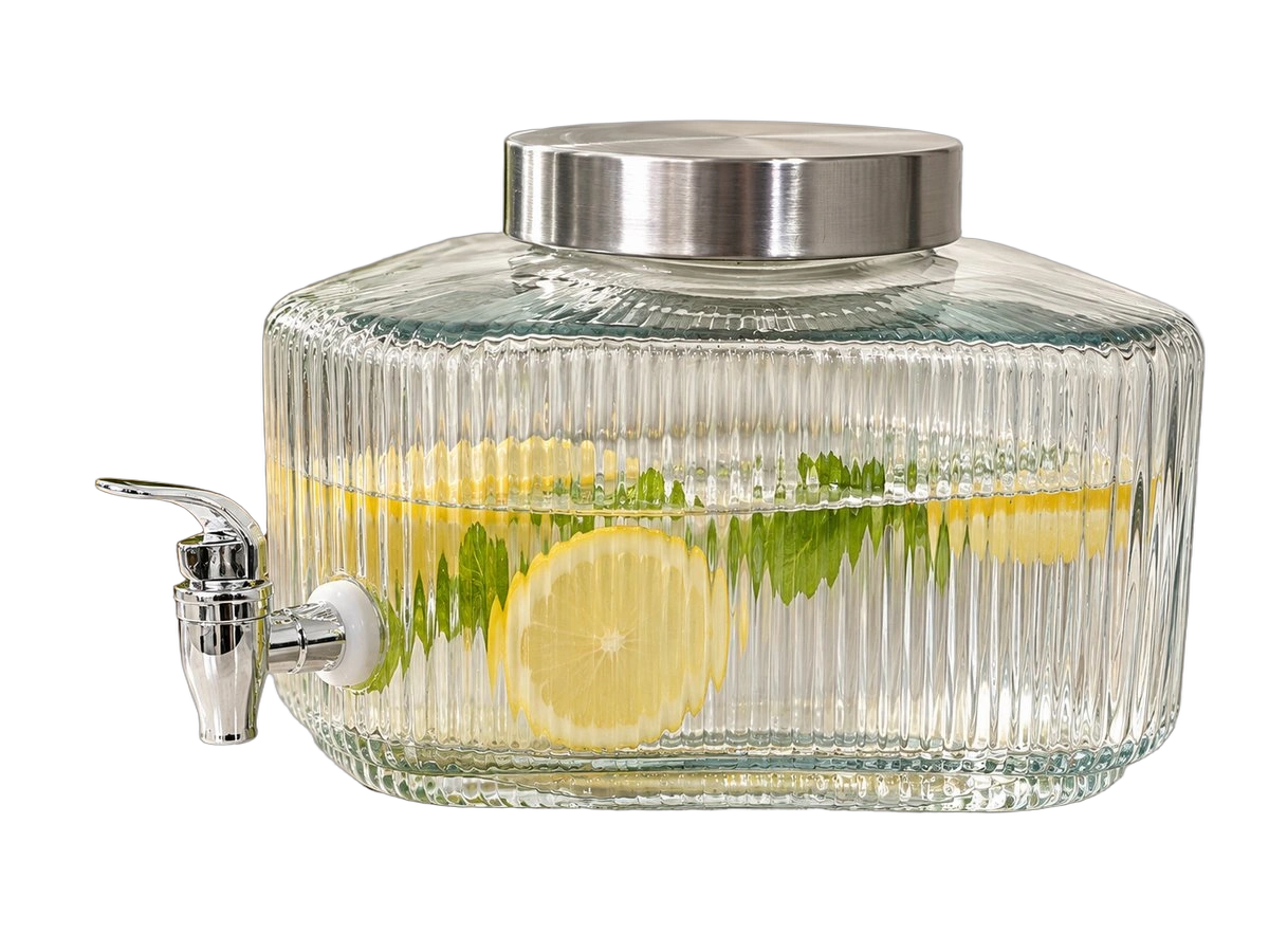 Ribbed Glass Beverage Dispenser